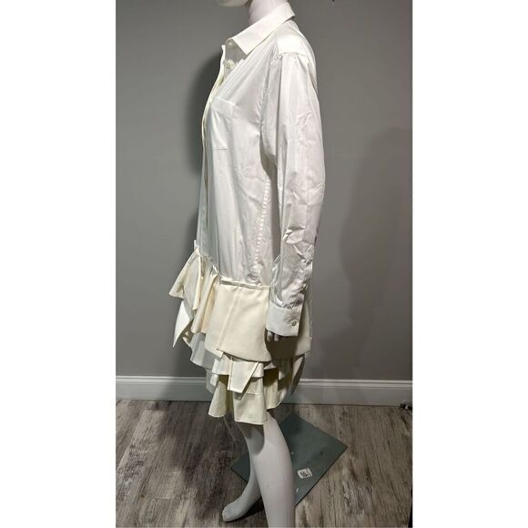 Sacai Mixed Media Atterley Cream Shirt Dress Size XL (4) - Picture 7 of 15